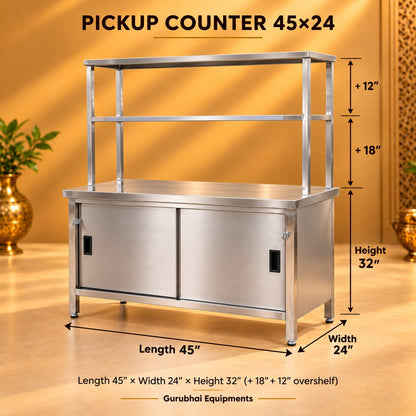 Gurubhai Equipments Pickup Counter 45 × 24 – Dimensions & Specifications