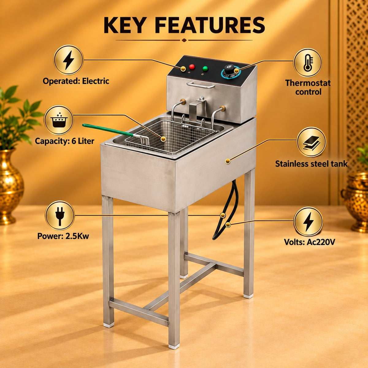 Gurubhai Equipments Standing Fryer Ltr – Key Features