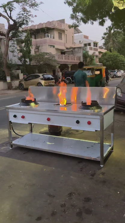3-Burner Gas Range – 2 Chinese + 1 Single Burner