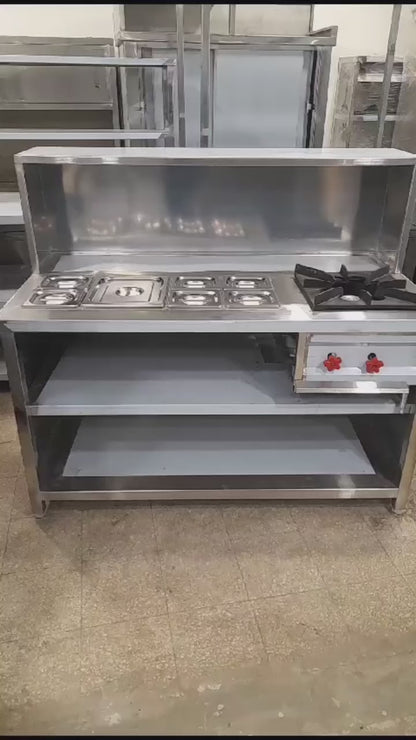 6-Pot LPG Gas Bain Marie – 36 × 24 × 32 in - 7 ltr Pot