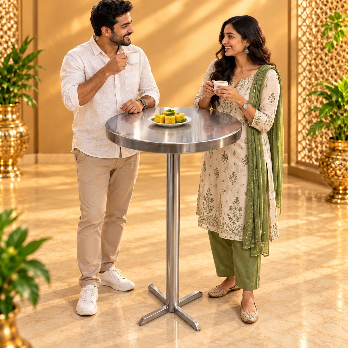Round Standing Dining Table – 24 × 24 × 44 in