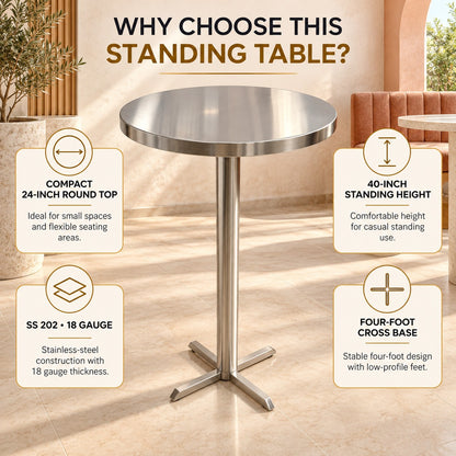 Round Standing Dining Table – 24 × 24 × 44 in