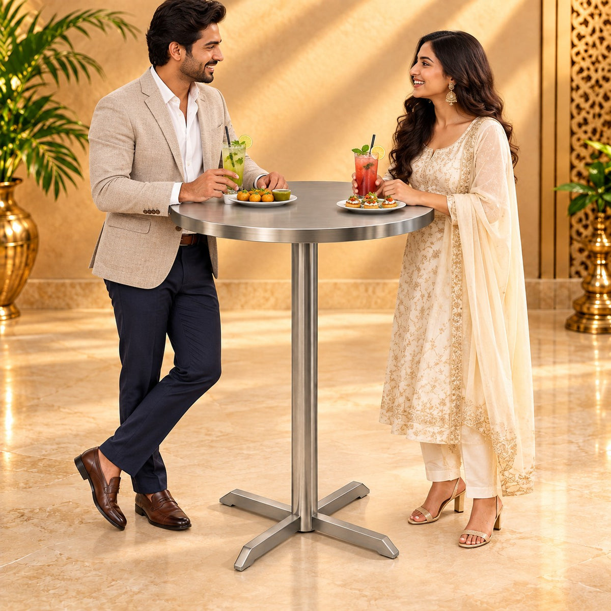 Round Standing Dining Table – 30 × 30 × 44 in