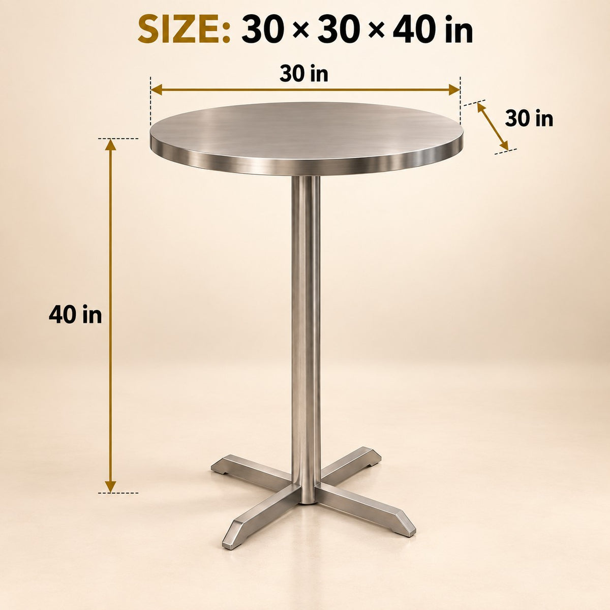 Round Standing Dining Table – 30 × 30 × 44 in