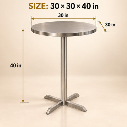Round Standing Dining Table – 30 × 30 × 44 in