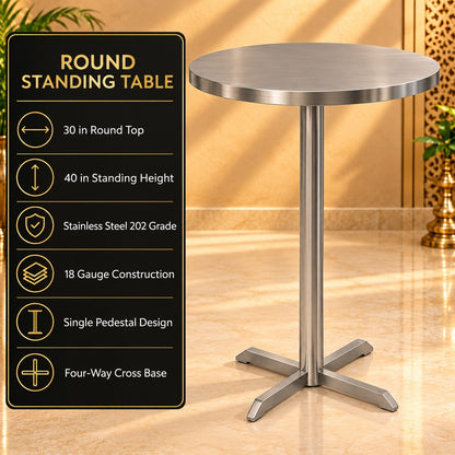 Round Standing Dining Table – 30 × 30 × 44 in