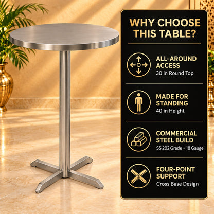Round Standing Dining Table – 30 × 30 × 44 in
