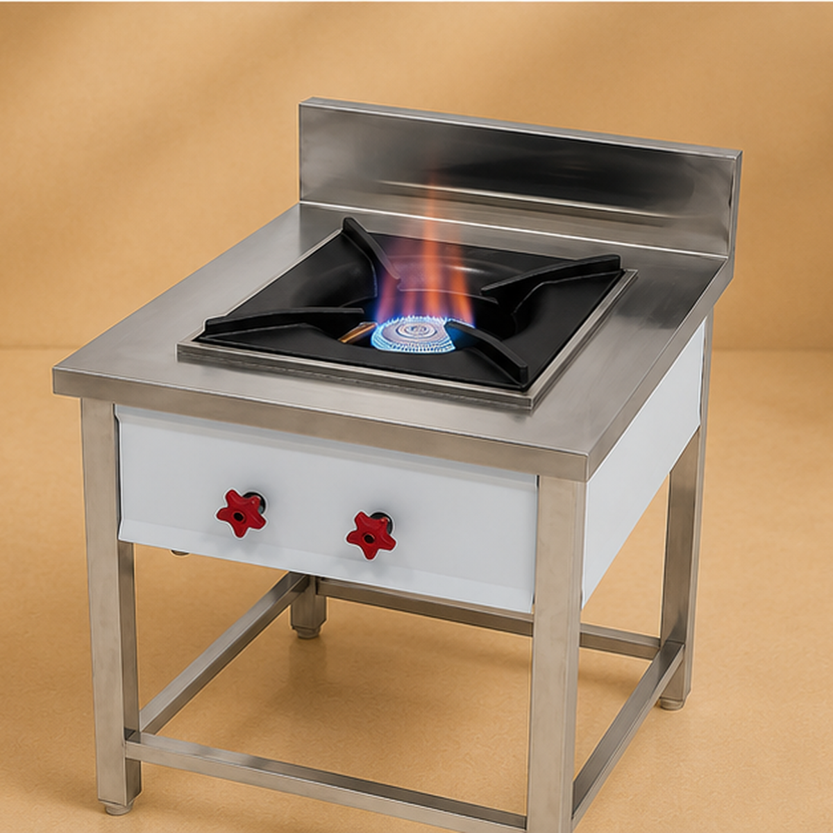 Single-Burner Stainless Steel Commercial Gas Range – 24 × 24 × 32 in - product view 2