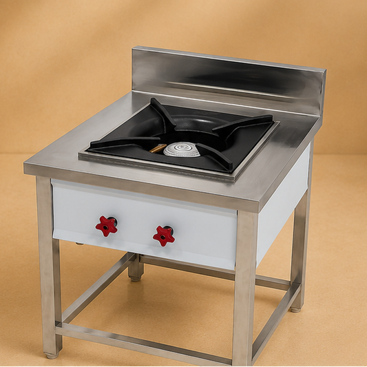 Single-Burner Stainless Steel Commercial Gas Range – 24 × 24 × 32 in