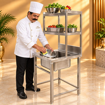 Single Sink with Pickup – 24 × 24 × 32 + 18 + 12 in