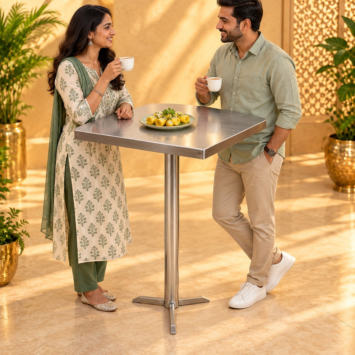 Square Standing Dining Table – 24 × 24 × 44 in