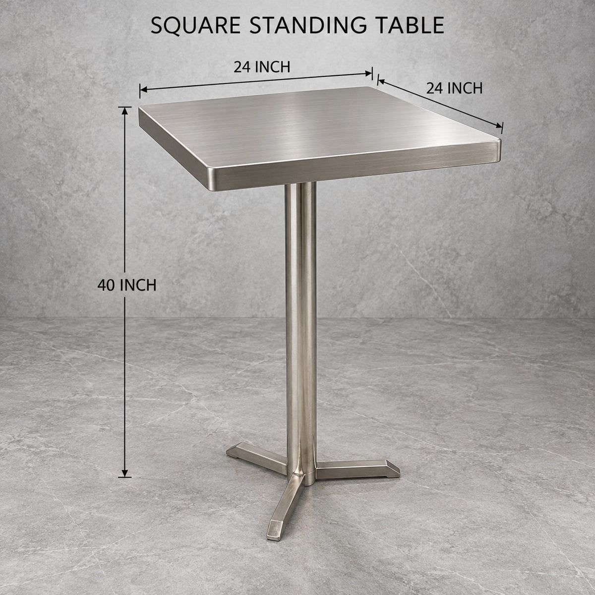 Square Standing Dining Table – 24 × 24 × 44 in